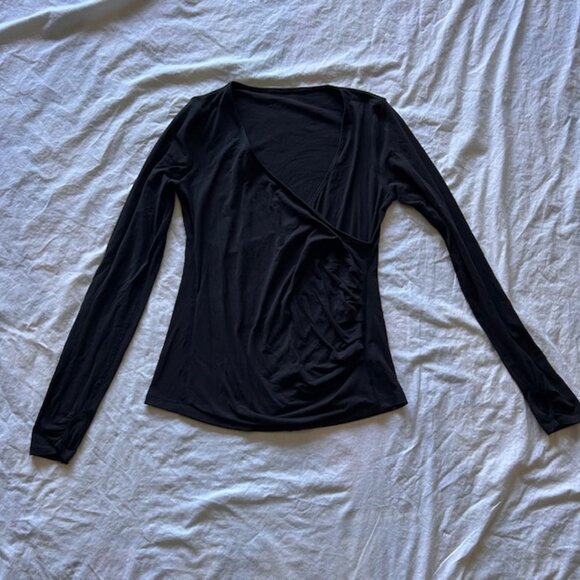Lululemon Black Long Sleeve V-Neck Faux Wrap Top (Align/Nulu Feel) - Picture 1 of 8
